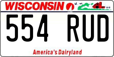 WI license plate 554RUD