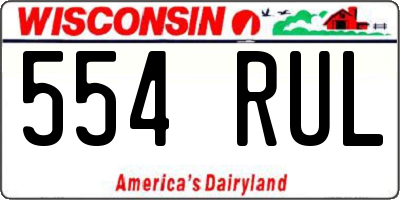 WI license plate 554RUL