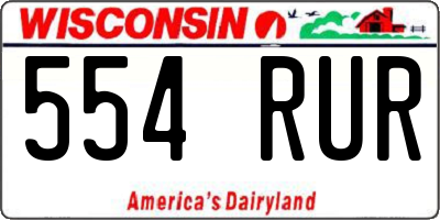 WI license plate 554RUR