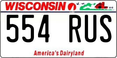 WI license plate 554RUS