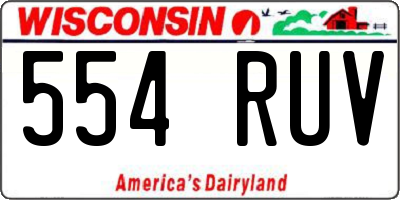 WI license plate 554RUV