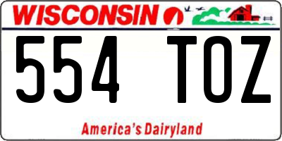 WI license plate 554TOZ