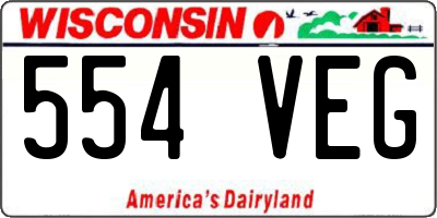 WI license plate 554VEG
