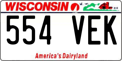 WI license plate 554VEK