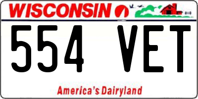 WI license plate 554VET