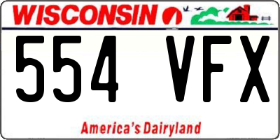 WI license plate 554VFX