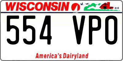 WI license plate 554VPO