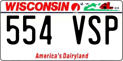 WI license plate 554VSP