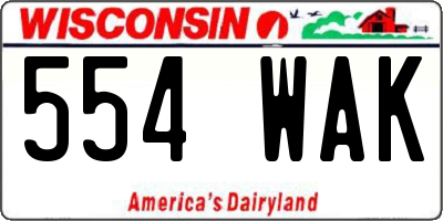 WI license plate 554WAK