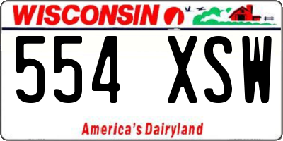 WI license plate 554XSW
