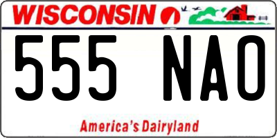 WI license plate 555NAO