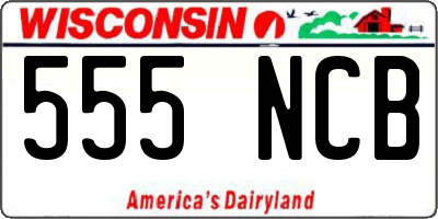 WI license plate 555NCB