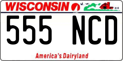 WI license plate 555NCD