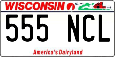 WI license plate 555NCL
