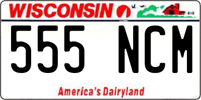 WI license plate 555NCM