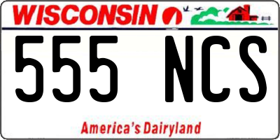 WI license plate 555NCS