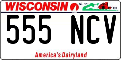 WI license plate 555NCV