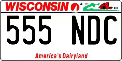 WI license plate 555NDC