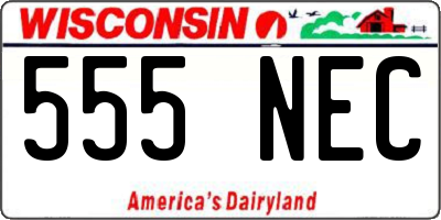 WI license plate 555NEC