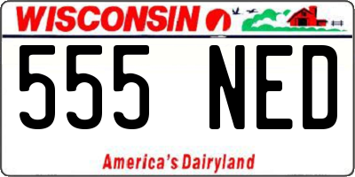 WI license plate 555NED
