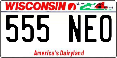 WI license plate 555NEO