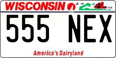 WI license plate 555NEX