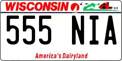 WI license plate 555NIA