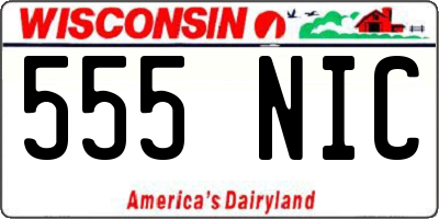 WI license plate 555NIC