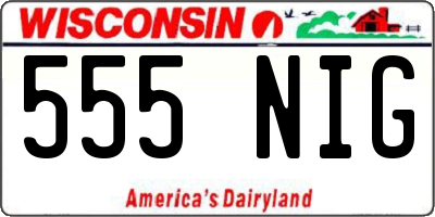 WI license plate 555NIG