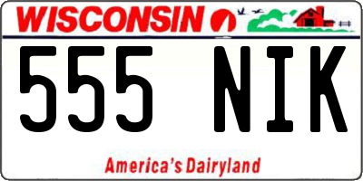 WI license plate 555NIK