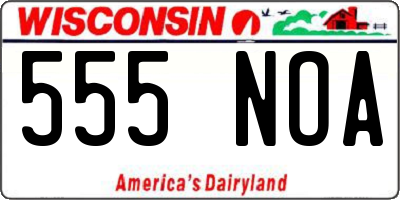 WI license plate 555NOA