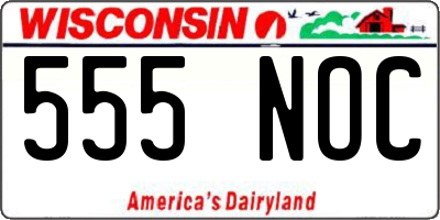 WI license plate 555NOC