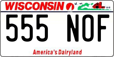 WI license plate 555NOF