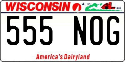 WI license plate 555NOG