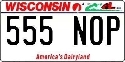 WI license plate 555NOP
