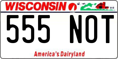 WI license plate 555NOT