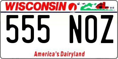 WI license plate 555NOZ