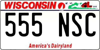 WI license plate 555NSC