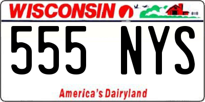 WI license plate 555NYS