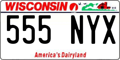 WI license plate 555NYX