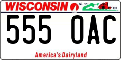 WI license plate 555OAC