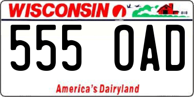 WI license plate 555OAD
