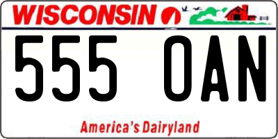 WI license plate 555OAN