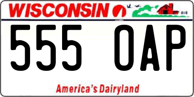 WI license plate 555OAP