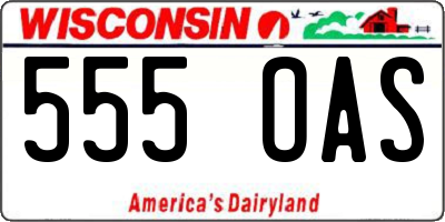 WI license plate 555OAS