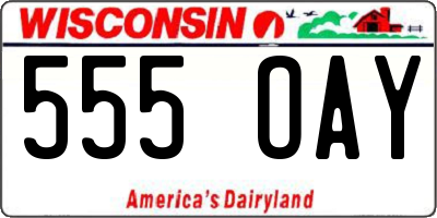 WI license plate 555OAY