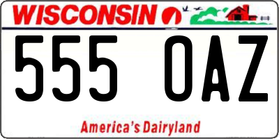 WI license plate 555OAZ