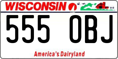 WI license plate 555OBJ