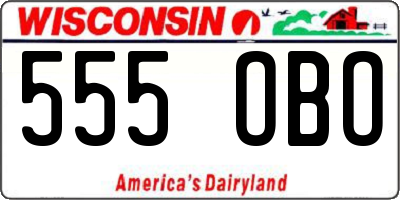 WI license plate 555OBO