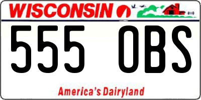 WI license plate 555OBS